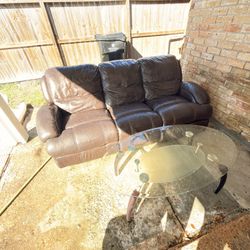 Leather Couch And Table 