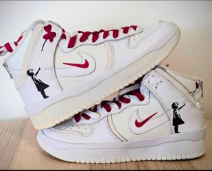 Custom 1/1 Banksy "Girl w/ Balloon" Nike WMNS Dunk High Up (W9)