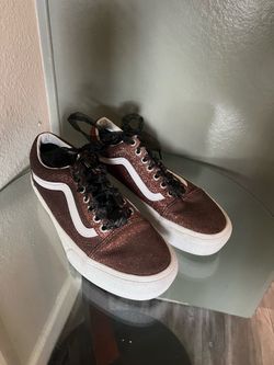 Vans off the wall Women's Girls Glitter Bronze Platform Shoe Sneaker Size 9