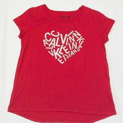 Calvin Klein Jeans girls pink tee with silver graphics sz L 12/14 Large