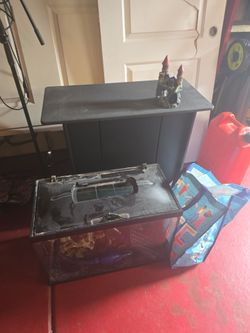 Fish tank with accessories.