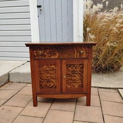 Tiger Oak Washstand Entryway Side Cabinet