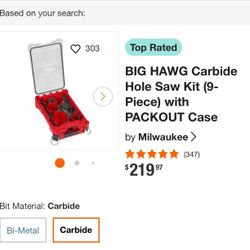 Milwaukee hole saw bits with pack out 