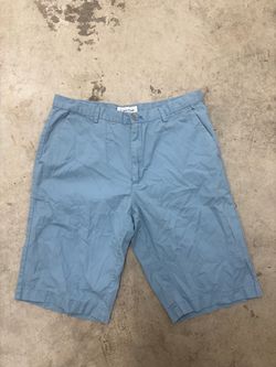 Calvin Klein Men's Chino Shorts Light Blue Cotton Flat Front Button Pockets