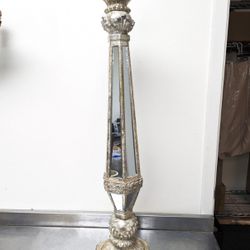 Candle Holder, Tall Resin+Glass, Champagne (6Wx28H)