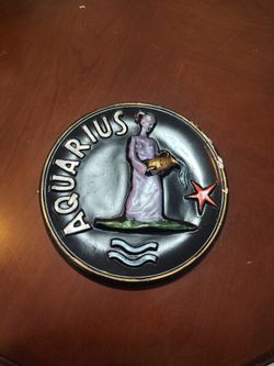 Aquarius Astrology Chalk plaque -painted