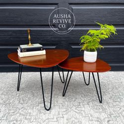 Modern Guitar Pick Accent Tables with Hairpin Legs – Set of 2
