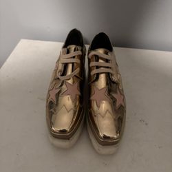 Stella McCartney Elyse Star Platform Shoes – Gold/Pink – US 4 (EU 34) – $200