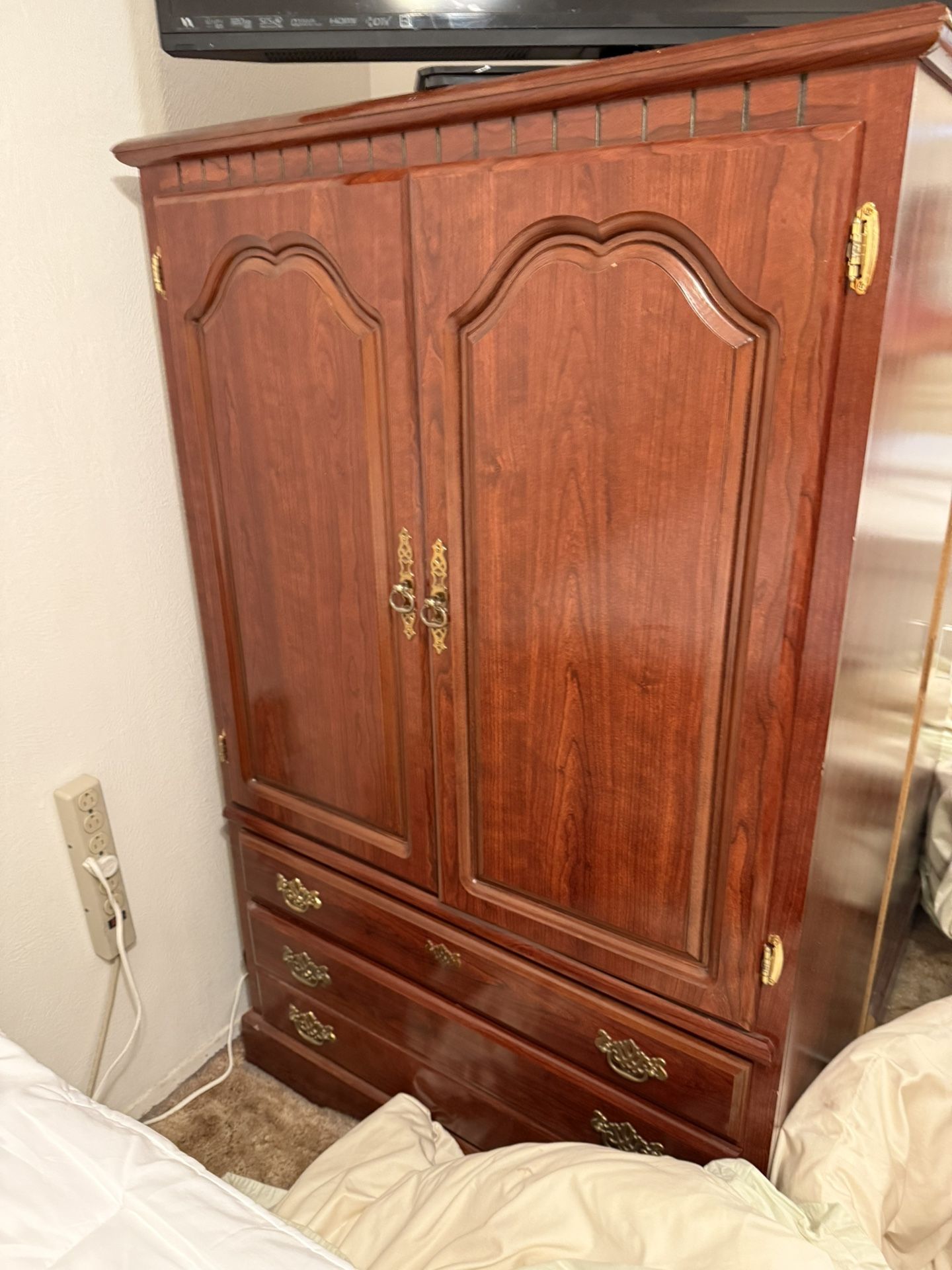 Must Go! Beautiful Cherry Wood Dresser Armoire 60”tall X 36” Wide X 22” Deep