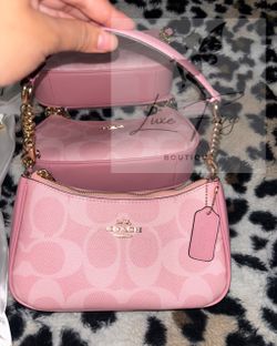 Coach Pink Signature Canvas Shoulder Bag