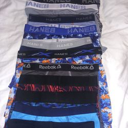 12 Pairs Of Brand New XL Boys Underwear..Brands Reebok,Athletic And Hanes