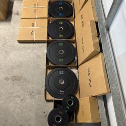 Full Olympic Bumper Plate Set 45/35/25/10/5/2.5  (BRAND NEW IN BOXES)  