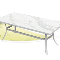 Outdoor marbel table with gray metal frame