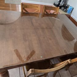 Solid Wood Table With Glass Top