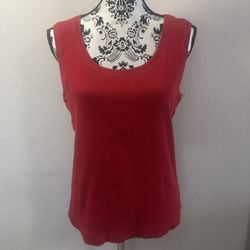 BY CHICO'S Rib Knit Tank Top Red Size 2 L Large Cotton Blend Stretch