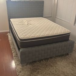 Queen Size Bed With Area Rug Includes Mattresses Less Than Three Months Old