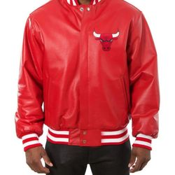 Red Leather Chicago Bulls Jacket