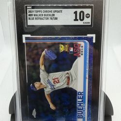 2019 Topps Chrome Update Walker Buehler BLUE REFRACTOR /150 - SGC 10 GEM MINT