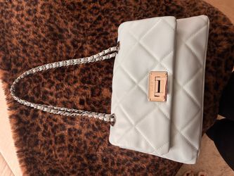 Aldo White Quilted Chain Strap Handbag