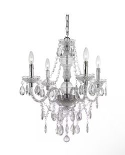 New 21” W 4-Light Clear Chandelier Teardrop Crystals Adjustable Height Hand Crafted 