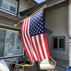 American US Flag Pole Kit with Metal Bracket for Outside House 5' x 3'