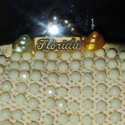 Vintage Florida Beaded Change Purse Key Chain 