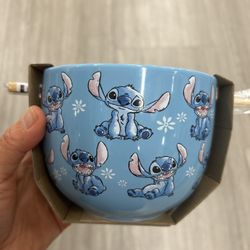 NWT Stitch Themed Bowl with Chopsticks set 20 oz