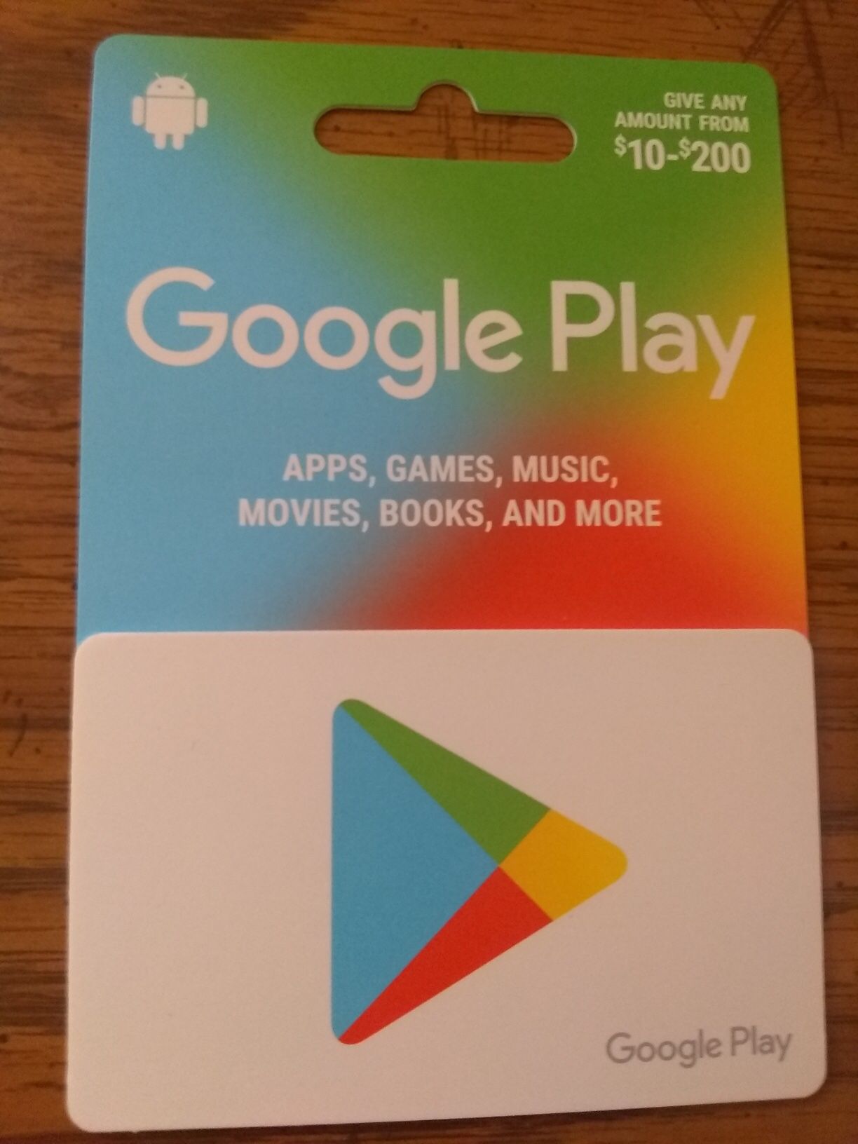 $200 value google play card