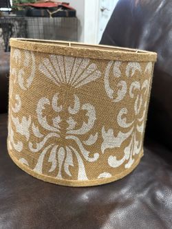 Burlap Drum Lamp Shade Floral Pattern