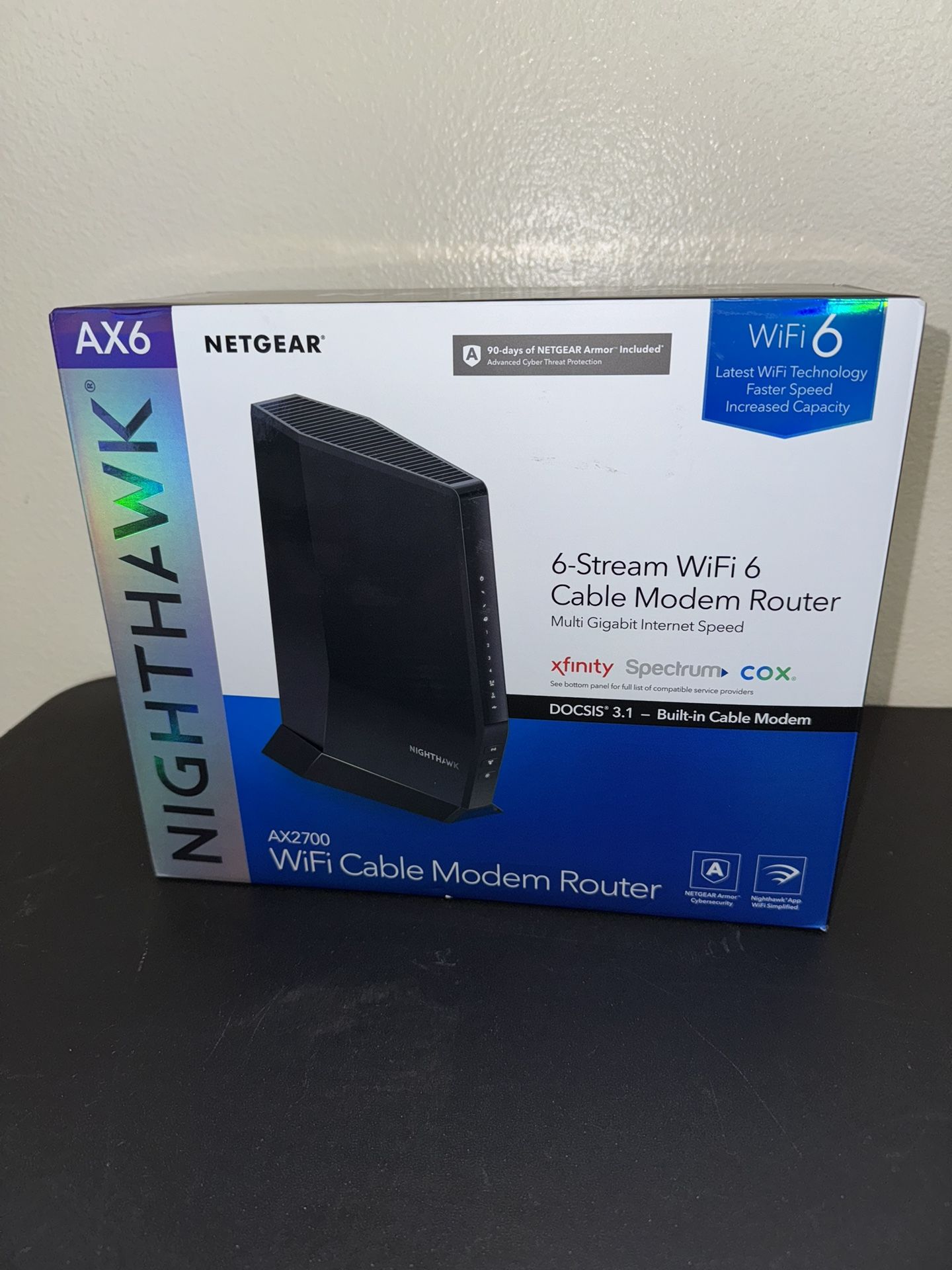 NETGEAR Nighthawk Modem Router Combo (CAX30) DOCSIS 3.1 Cable Modem and WiFi 6 Router - AX2700 2.7 Gbps - Compatible with Xfinity, Spectrum, Cox, and