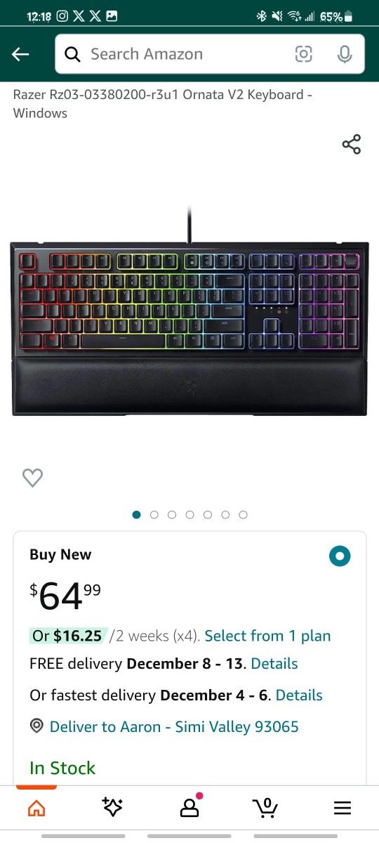 Razer Ornata V2 MECHANICAL RGB KEYBOARD