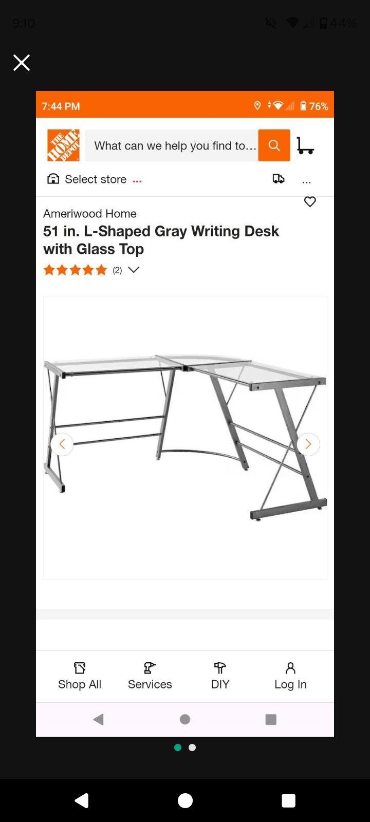 Corner Glass Top Desk