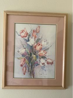 Barbara Mock Signed Numbered Floral Wall Art Print 31x26