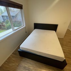 Black Malm IKEA Queen sized bed frame and mattress