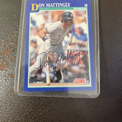 Autograph, 1991 Score Don Mattingly Baseball Card 