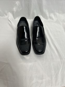 Men black slip on dress shoes