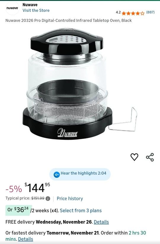 Nuwave Infared tabletop Oven