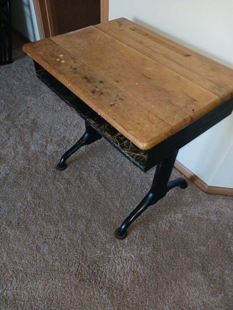 Vintage School Desk - Metal and Wood