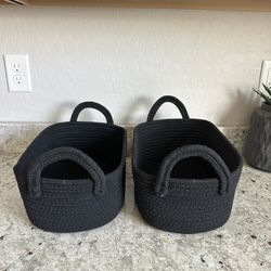 Brand New Set Of Two 13.4x9x5.1” Black Top Baskets 