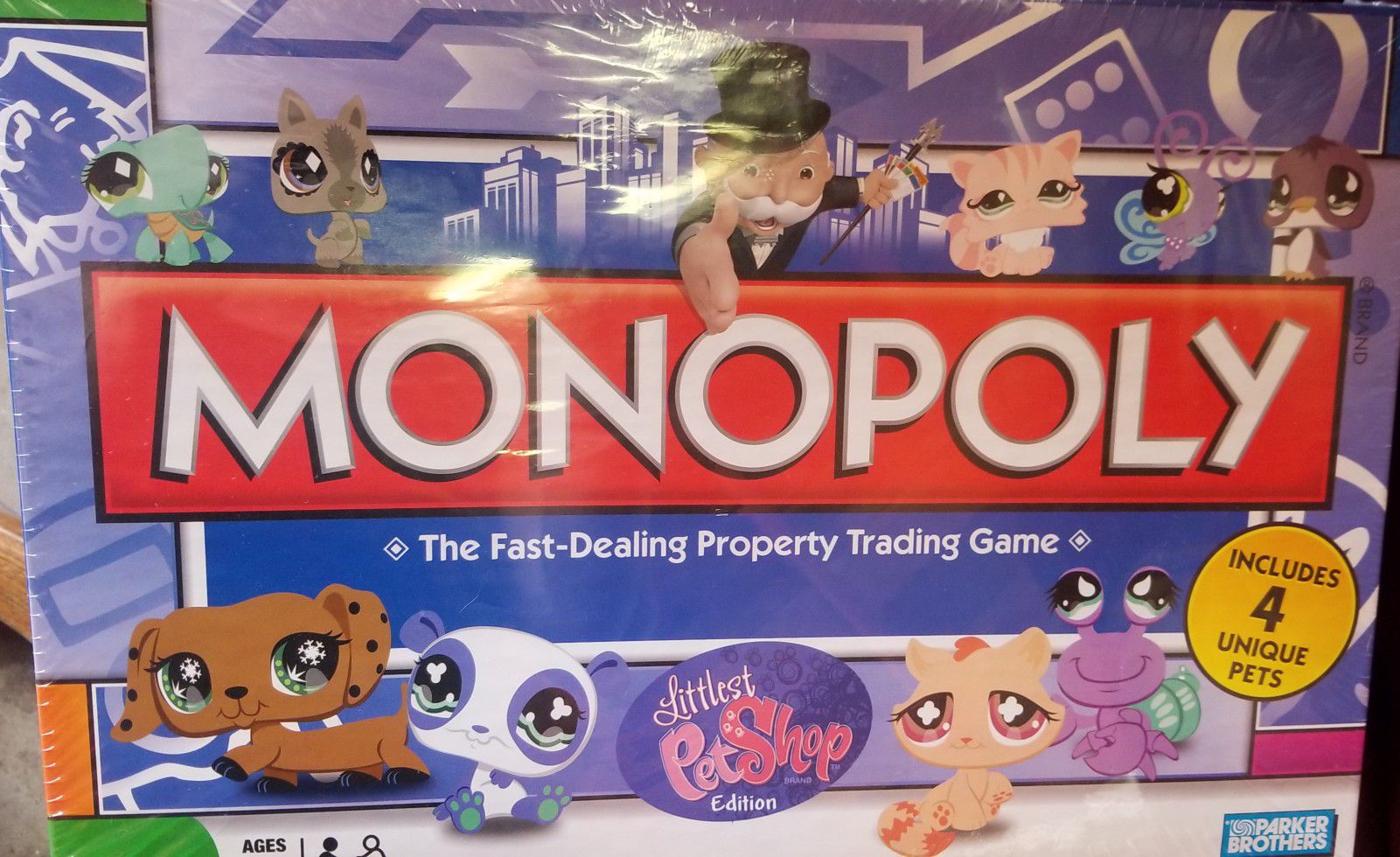 LITTLEST PET SHOP 🐷🐯🦄🐱!! MONOPOLY GAME W/4 EXCLUSIVE PETS!! **NEW IN PLASTIC