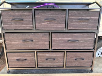 Modern 8-Drawer Dresser / TV Stand w/ LED Lights & Charging System Station