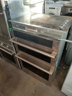 Jenn air stainless steel 30 inch wall oven microwave combo with kitchen aid cook top