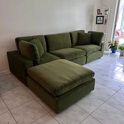New Olive Green Velvet Cloud Couch Sectional