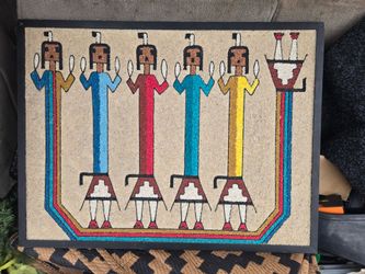 Native American Sand Art Framed Painting