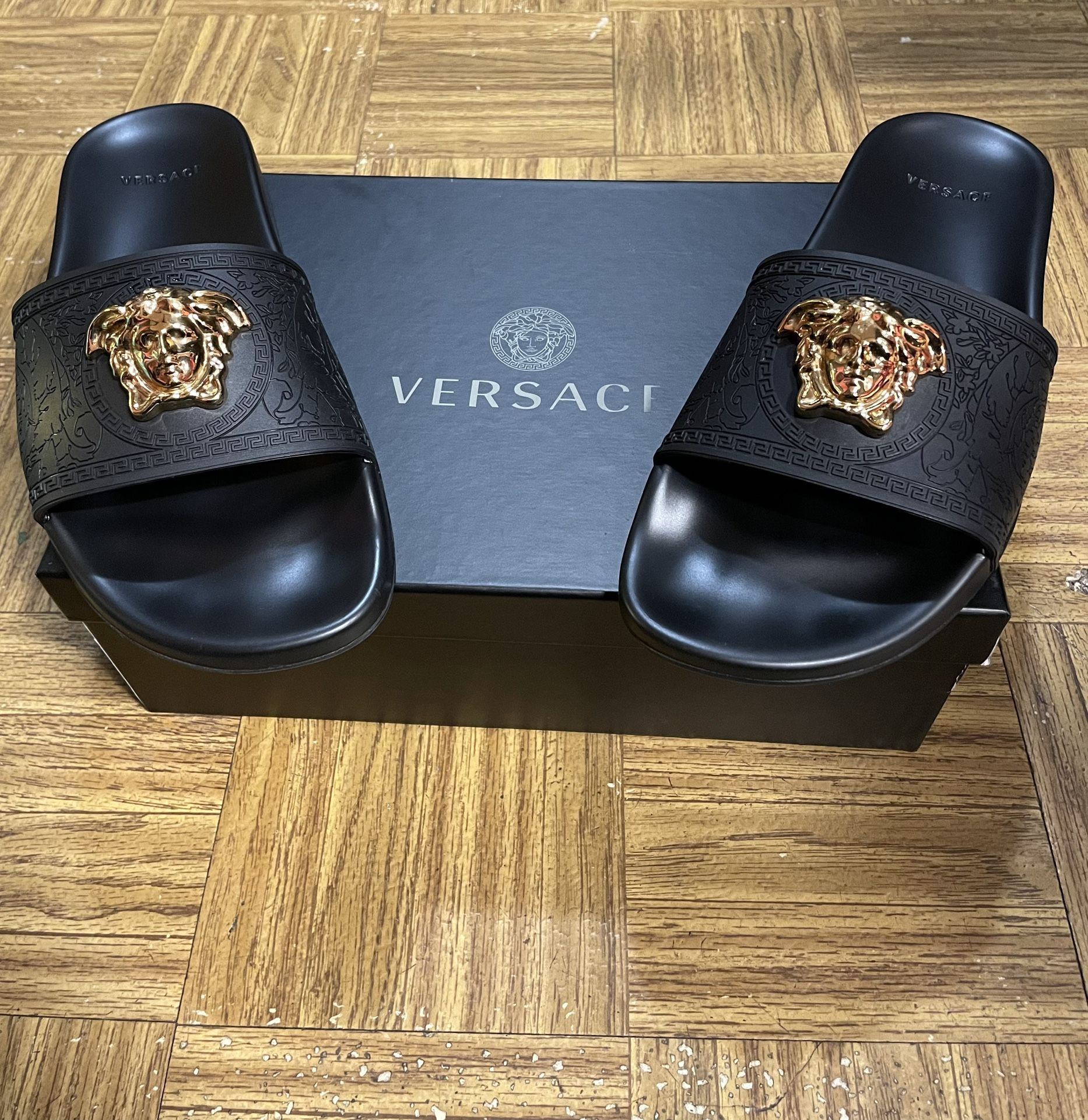 Versace Black and Gold Slides