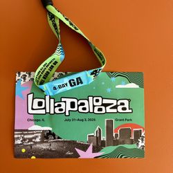 Lollapalooza 2025 4 Day GA Wristband 