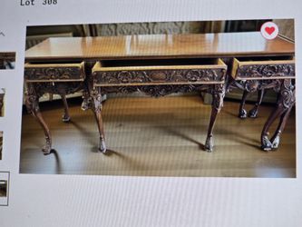 Antique Hand Carved All Wood Buffet Table Circa 1910 Doezema