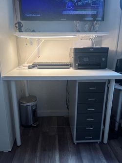 Desk and storage cabinet