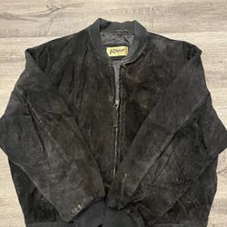 Vintage 80s Mirage Rage Leather Suede Bomber Flight Jackets Mens Large Black