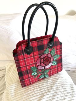 Isabella Fiore , Plaid Rose Handbag With Shoulder Strapped